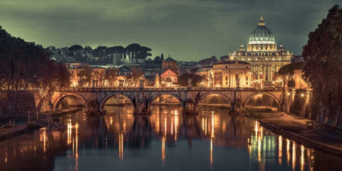 View of Basilica di San Pietro in Vatican, Rome, Italy White Modern Wood Framed Art Print with Double Matting by Frank, Assaf