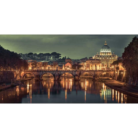 View of Basilica di San Pietro in Vatican, Rome, Italy Black Modern Wood Framed Art Print with Double Matting by Frank, Assaf