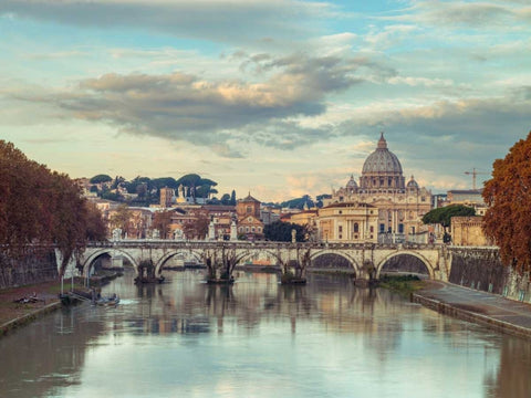 View of Basilica di San Pietro in Vatican, Rome, Italy Black Ornate Wood Framed Art Print with Double Matting by Frank, Assaf