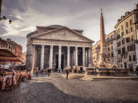 Pantheon in Rome, Italy White Modern Wood Framed Art Print with Double Matting by Frank, Assaf