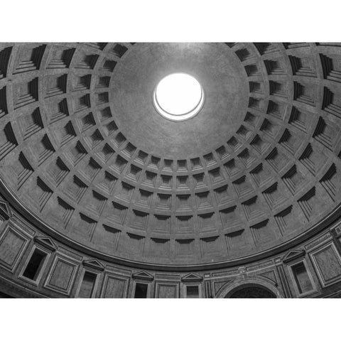 Roman Pantheon dome from inside, Rome, Italy Black Modern Wood Framed Art Print with Double Matting by Frank, Assaf