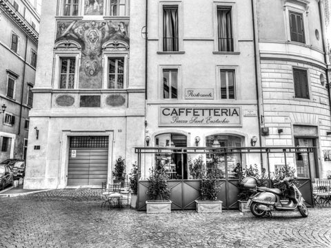 Cafeteria in Rome White Modern Wood Framed Art Print with Double Matting by Frank, Assaf