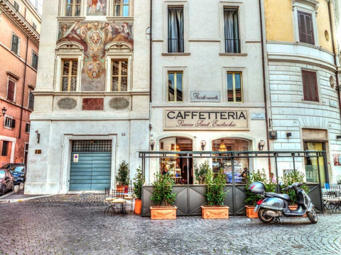Cafeteria in Rome, Italy Black Ornate Wood Framed Art Print with Double Matting by Frank, Assaf