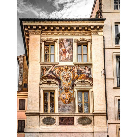 Architectural Feature of old building in Rome Gold Ornate Wood Framed Art Print with Double Matting by Frank, Assaf