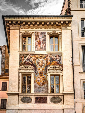 Architectural Feature of old building in Rome White Modern Wood Framed Art Print with Double Matting by Frank, Assaf