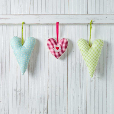 Hearts hanging on wooden background Black Modern Wood Framed Art Print with Double Matting by Frank, Assaf