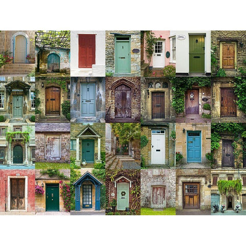 Collage of old doors Black Modern Wood Framed Art Print by Frank, Assaf