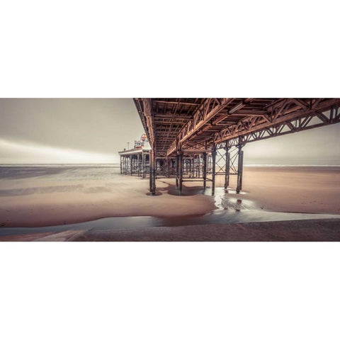 Blackpool sea shore with jetty Gold Ornate Wood Framed Art Print with Double Matting by Frank, Assaf