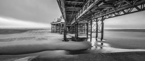 Blackpool sea shore with jetty Black Ornate Wood Framed Art Print with Double Matting by Frank, Assaf