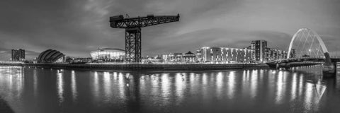 View along the river Clyde at night, Glasgow Black Ornate Wood Framed Art Print with Double Matting by Frank, Assaf