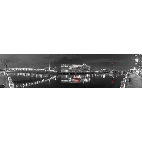 View along the river Clyde at night, Glasgow Black Modern Wood Framed Art Print with Double Matting by Frank, Assaf