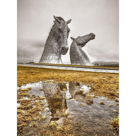 The kelpies horse statue at the Helix park in Falkirk -Scotland Gold Ornate Wood Framed Art Print with Double Matting by Frank, Assaf