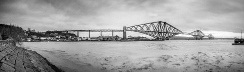 Forth Bridge and Queensferry, Scotland White Modern Wood Framed Art Print with Double Matting by Frank, Assaf