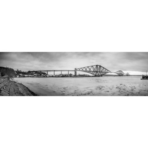 Forth Bridge and Queensferry, Scotland Black Modern Wood Framed Art Print by Frank, Assaf