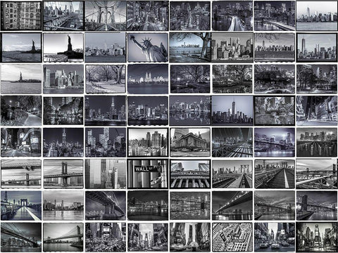 Collage of New York city White Modern Wood Framed Art Print with Double Matting by Frank, Assaf