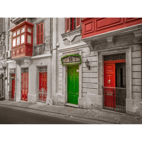 Traditional maltese house in Birgu, Malta Black Modern Wood Framed Art Print with Double Matting by Frank, Assaf
