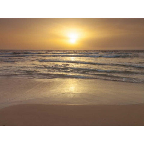 Sunset on the beach Black Modern Wood Framed Art Print by Frank, Assaf