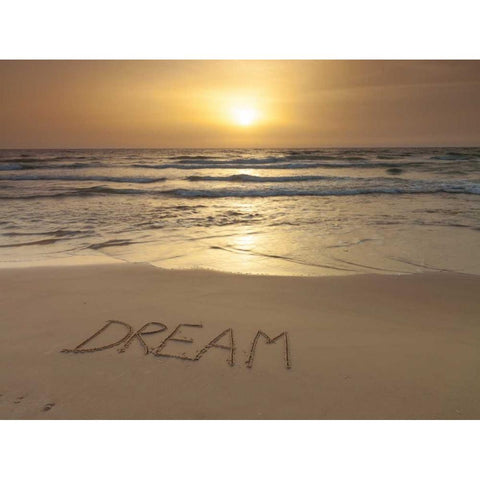 Sand writing - Word Dream written on beach Black Modern Wood Framed Art Print with Double Matting by Frank, Assaf