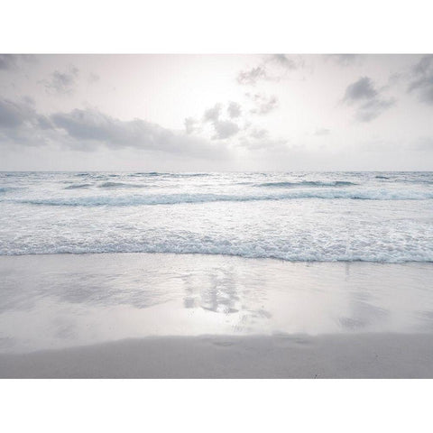 Tranquil beach with cloudscape Black Modern Wood Framed Art Print with Double Matting by Frank, Assaf