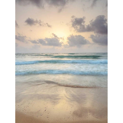 Tranquil beach with cloudscapes Black Modern Wood Framed Art Print by Frank, Assaf
