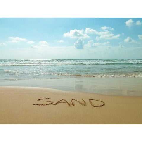Word Sand written on the beach Gold Ornate Wood Framed Art Print with Double Matting by Frank, Assaf