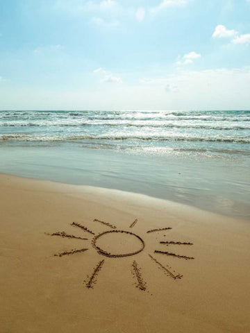 Sun drawn on the beach Black Ornate Wood Framed Art Print with Double Matting by Frank, Assaf