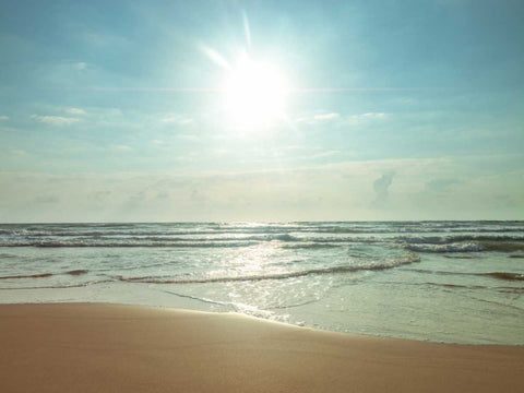 Beautiful beach on a bright sunny day White Modern Wood Framed Art Print with Double Matting by Frank, Assaf