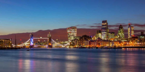 London skyline over river Thames, UK Black Ornate Wood Framed Art Print with Double Matting by Frank, Assaf