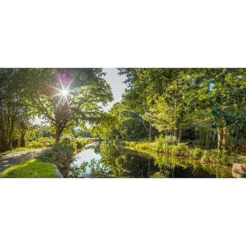 Basingstoke canal in countryside, UK Gold Ornate Wood Framed Art Print with Double Matting by Frank, Assaf