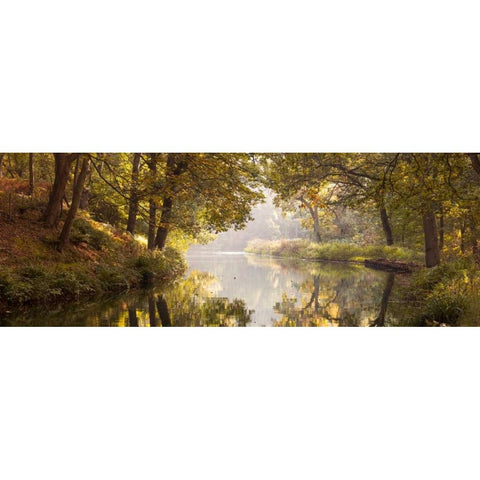 Basingstoke canal in countryside, UK, FTBR-1828 Gold Ornate Wood Framed Art Print with Double Matting by Frank, Assaf