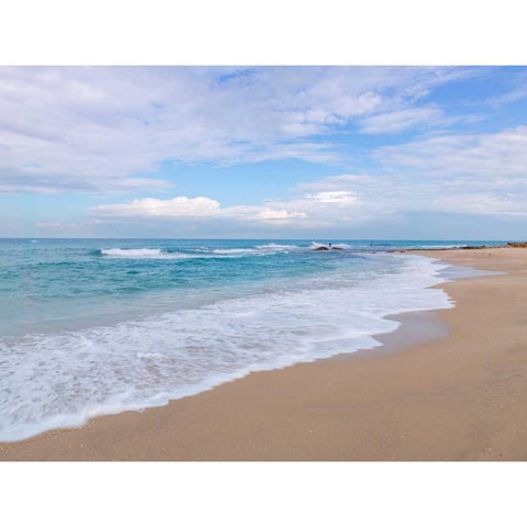 Beautiful tropical beach White Modern Wood Framed Art Print by Frank, Assaf