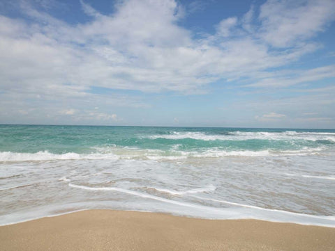 Beautiful tropical beach White Modern Wood Framed Art Print with Double Matting by Frank, Assaf