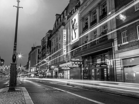 Black and white shot of London city street Black Ornate Wood Framed Art Print with Double Matting by Frank, Assaf