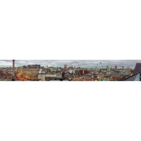 Panoramic view of London city Black Modern Wood Framed Art Print with Double Matting by Frank, Assaf