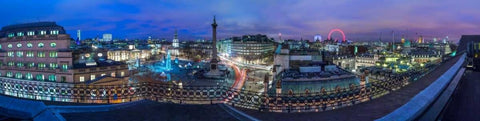 Panoramic view of London city in evening White Modern Wood Framed Art Print with Double Matting by Frank, Assaf