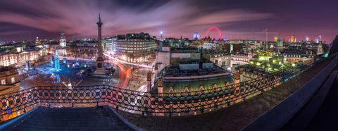 Panoramic view of London city in evening Black Ornate Wood Framed Art Print with Double Matting by Frank, Assaf