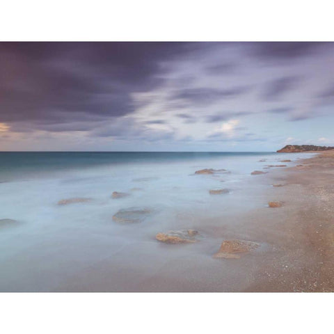 Tranquil beach Black Modern Wood Framed Art Print by Frank, Assaf