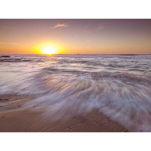 Golden sunset on beach Black Modern Wood Framed Art Print with Double Matting by Frank, Assaf