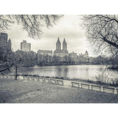 Central park with Manhattan skyline, New York Gold Ornate Wood Framed Art Print with Double Matting by Frank, Assaf