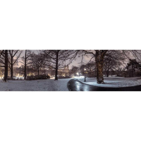 Central park with Manhattan skyline, New York Black Modern Wood Framed Art Print with Double Matting by Frank, Assaf