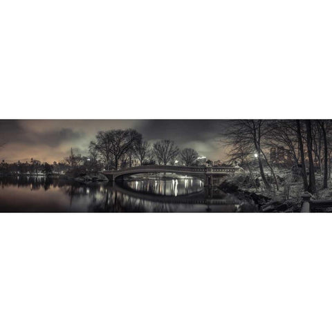 Central park with Manhattan skyline, New York Black Modern Wood Framed Art Print with Double Matting by Frank, Assaf