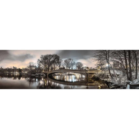 Central park with Manhattan skyline, New York Black Modern Wood Framed Art Print with Double Matting by Frank, Assaf