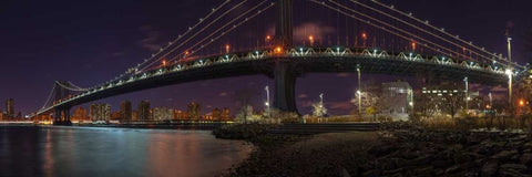 Manhattan bridge and Lower Manhattan skyline, New York Black Ornate Wood Framed Art Print with Double Matting by Frank, Assaf