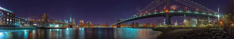 Brooklyn bridge and Manhattan bridge over East river, Lower Manhattan, New York White Modern Wood Framed Art Print with Double Matting by Frank, Assaf