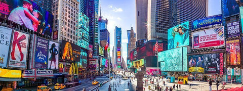 Times Square-New York City Black Ornate Wood Framed Art Print with Double Matting by Frank, Assaf