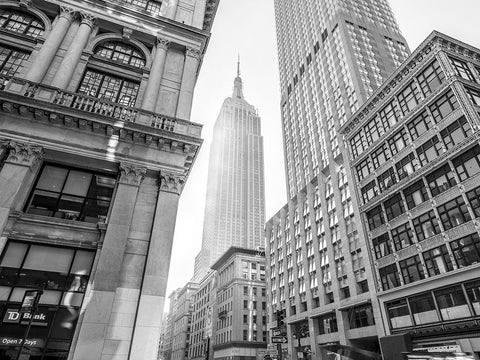 Empire state building, New York White Modern Wood Framed Art Print with Double Matting by Frank, Assaf