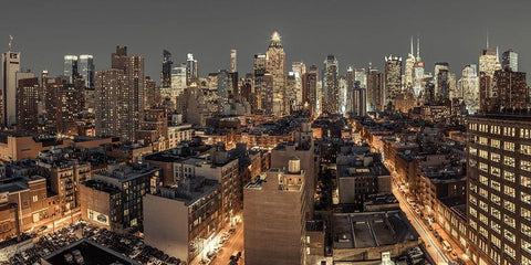 Lower Manhattan-New York White Modern Wood Framed Art Print with Double Matting by Frank, Assaf