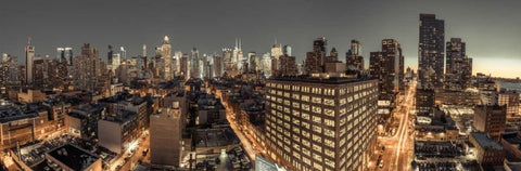 Lower Manhattan cityscape, New York White Modern Wood Framed Art Print with Double Matting by Frank, Assaf