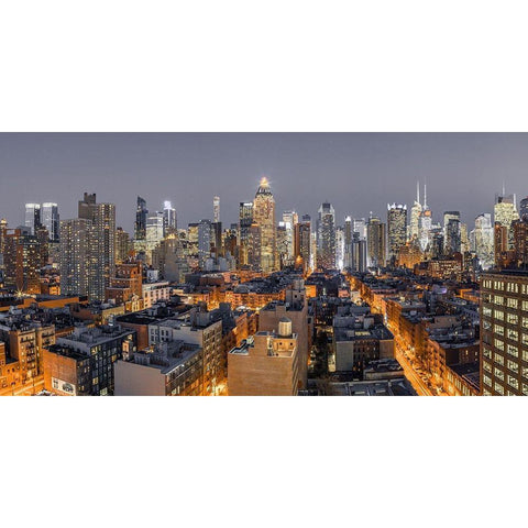 Lower Manhattan-New York Black Modern Wood Framed Art Print with Double Matting by Frank, Assaf