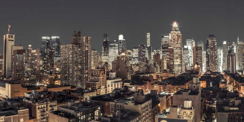 Lower Manhattan cityscape, New York Black Ornate Wood Framed Art Print with Double Matting by Frank, Assaf
